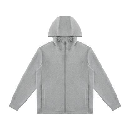 Unisex Regular Fit Full Zip Hoodie in flower gray