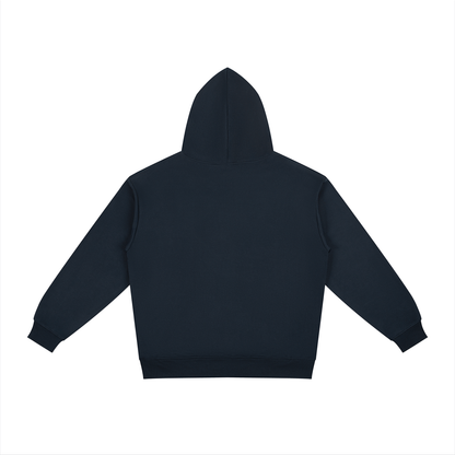 Unisex Relaxed Fit Hoodie in navy blue, alternate angle