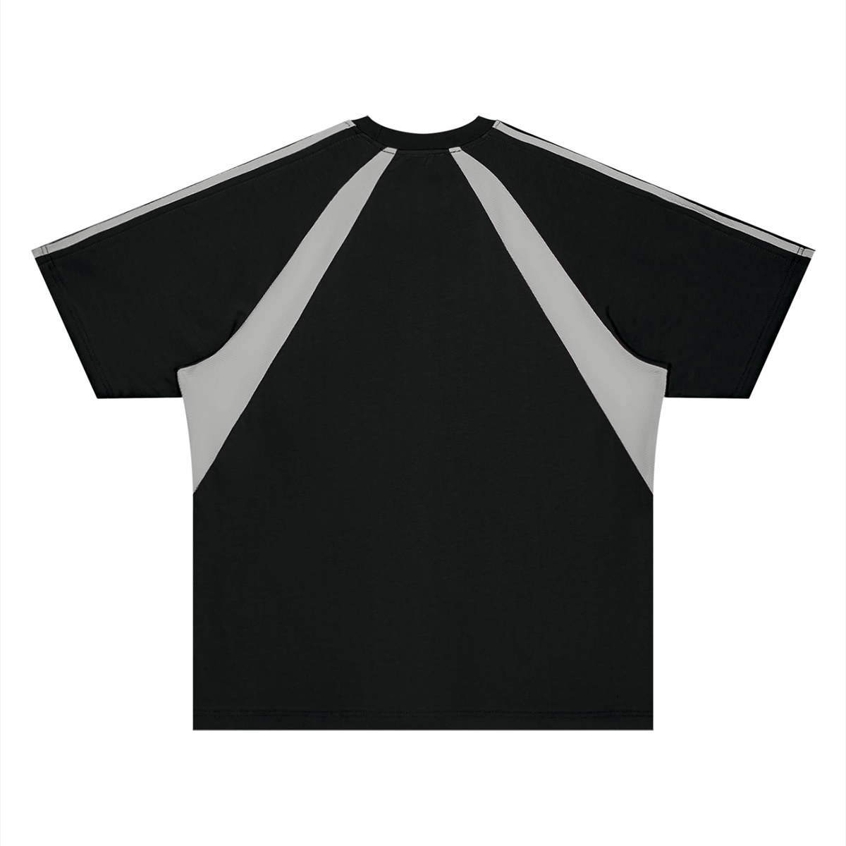 Unisex Retro Raglan Color Block T-Shirt in black with gray, alternate angle