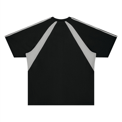 Unisex Retro Raglan Color Block T-Shirt in black with gray, alternate angle
