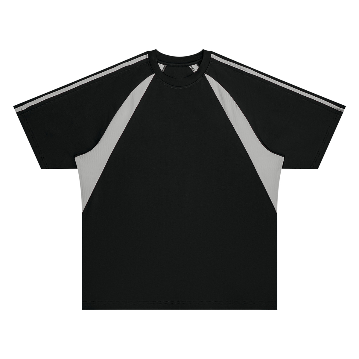 Unisex Retro Raglan Color Block T-Shirt in black with gray