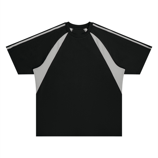 Unisex Retro Raglan Color Block T-Shirt in black with gray