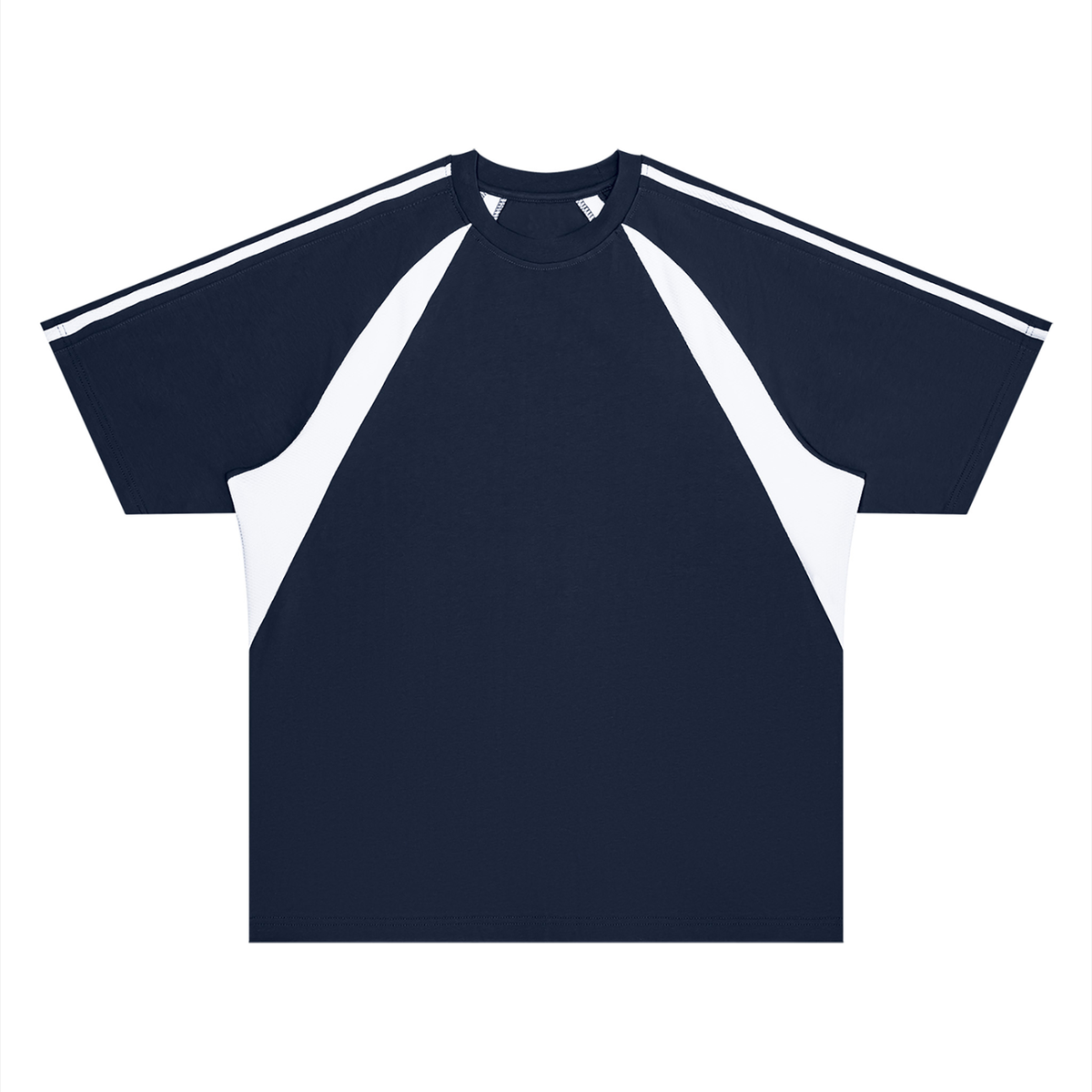 Unisex Retro Raglan Color Block T-Shirt in navy blue with white