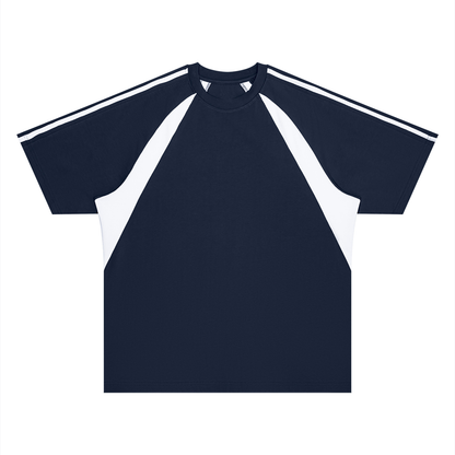 Unisex Retro Raglan Color Block T-Shirt in navy blue with white