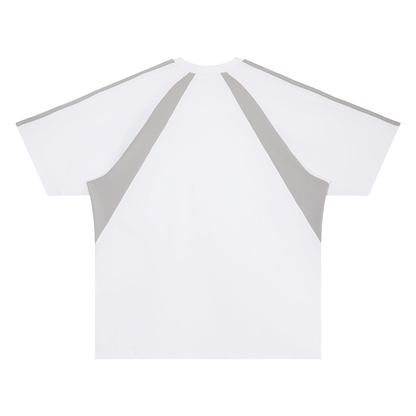 Unisex Retro Raglan Color Block T-Shirt in white with gray, alternate angle