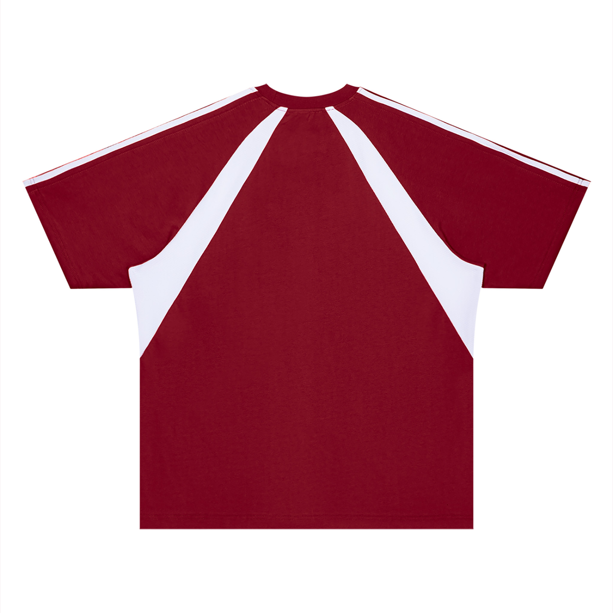 Unisex Retro Raglan Color Block T-Shirt in wine red with white, alternate angle