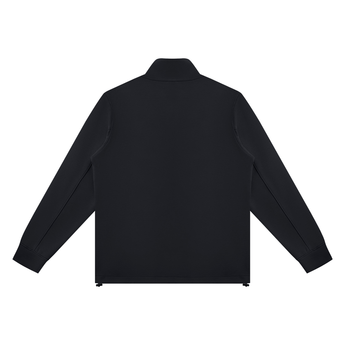 Unisex Ribbed Stand Collar Full Zip Jacket in black, alternate angle
