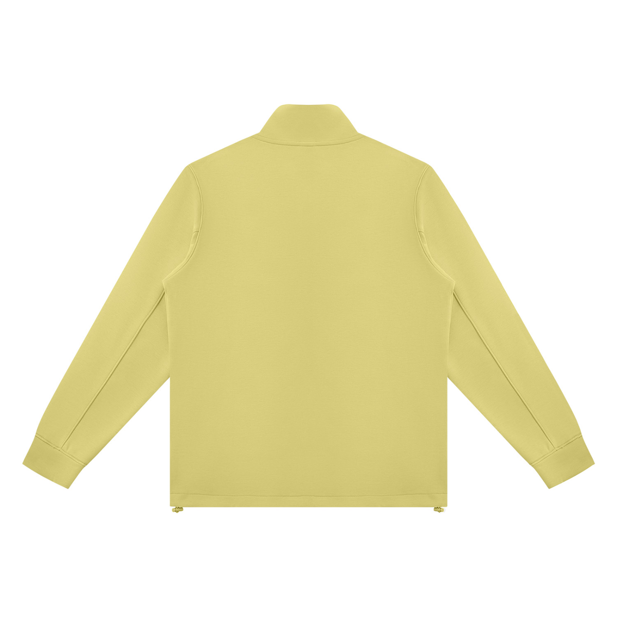 Unisex Ribbed Stand Collar Full Zip Jacket in lime yellow, alternate angle