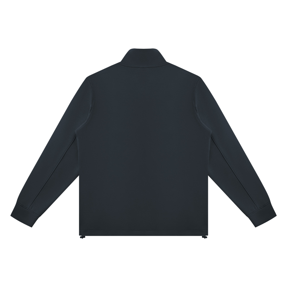 Unisex Ribbed Stand Collar Full Zip Jacket in navy blue, alternate angle
