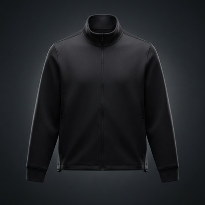 Unisex Ribbed Stand Collar Full Zip Jacket, view 1