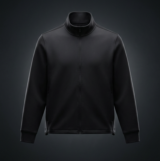 Unisex Ribbed Stand Collar Full Zip Jacket, view 1