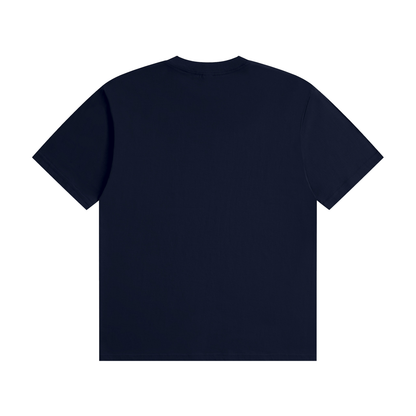 Unisex Seamless Cotton T-Shirt in navy blue, alternate angle