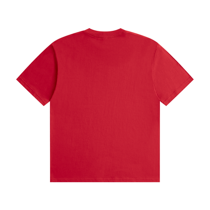 Unisex Seamless Cotton T-Shirt in red, alternate angle