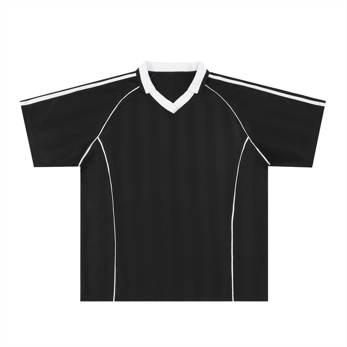 Unisex Shadow Stripe Collared Soccer Jersey in black with white