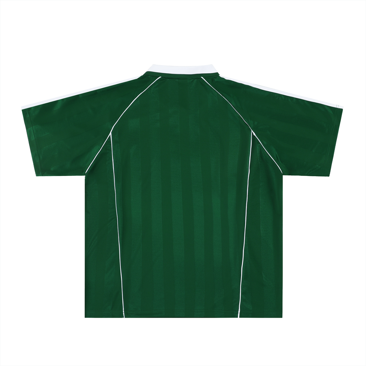 Unisex Shadow Stripe Collared Soccer Jersey in dark green with white, alternate angle