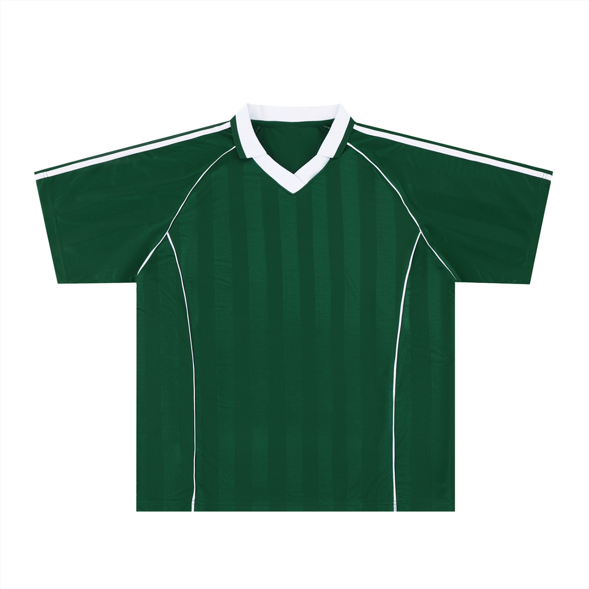 Unisex Shadow Stripe Collared Soccer Jersey in dark green with white
