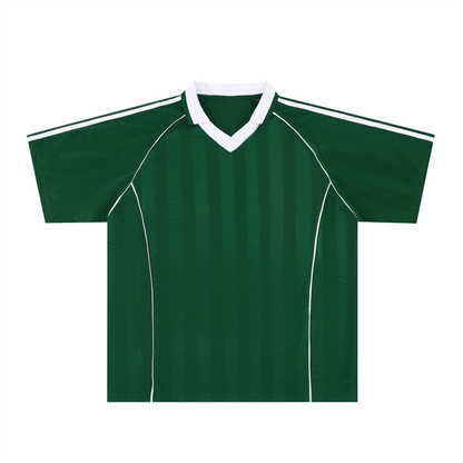 Unisex Shadow Stripe Collared Soccer Jersey in dark green with white
