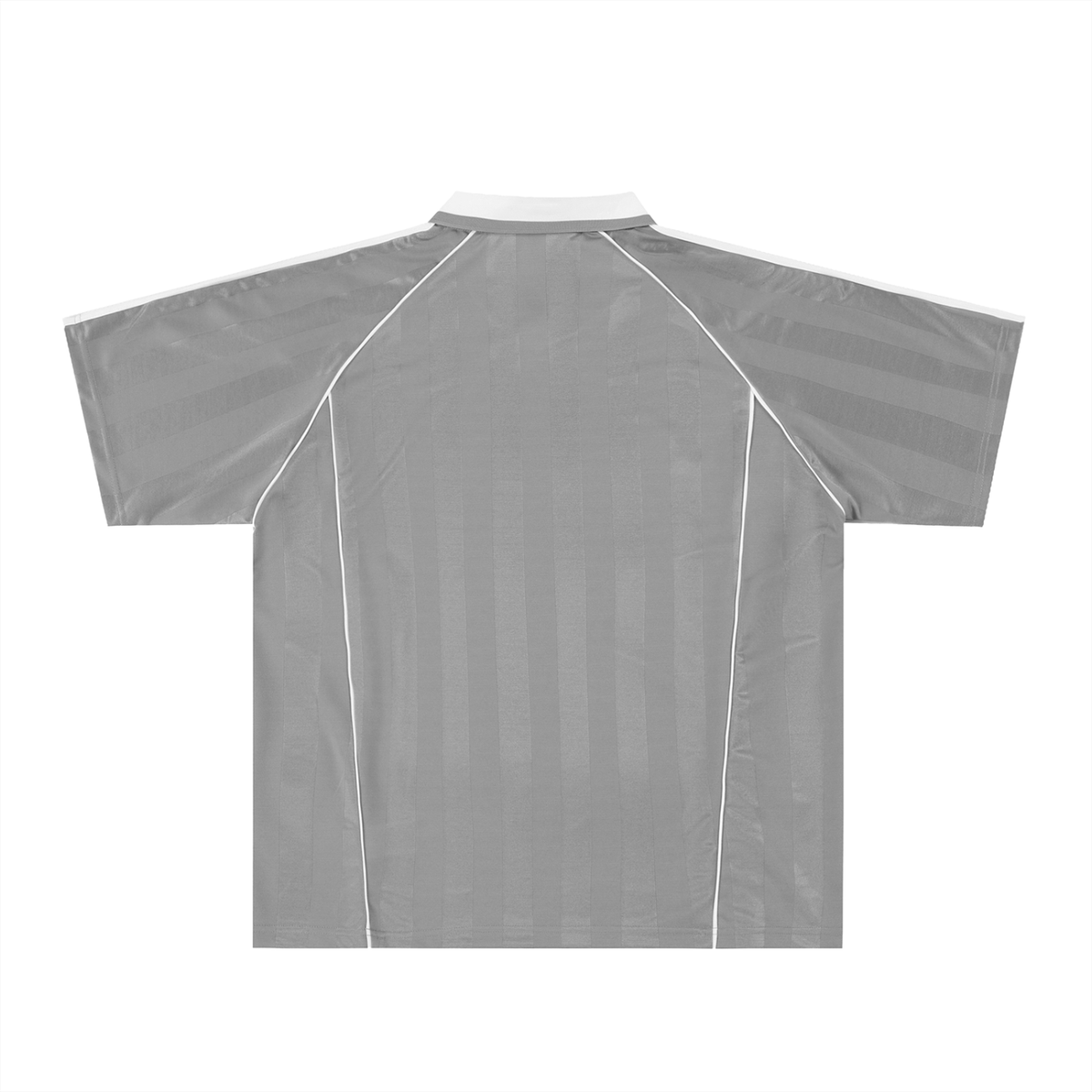 Unisex Shadow Stripe Collared Soccer Jersey in gray with white, alternate angle