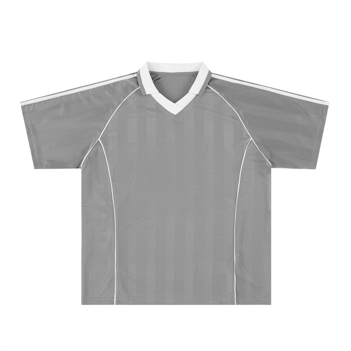 Unisex Shadow Stripe Collared Soccer Jersey in gray with white