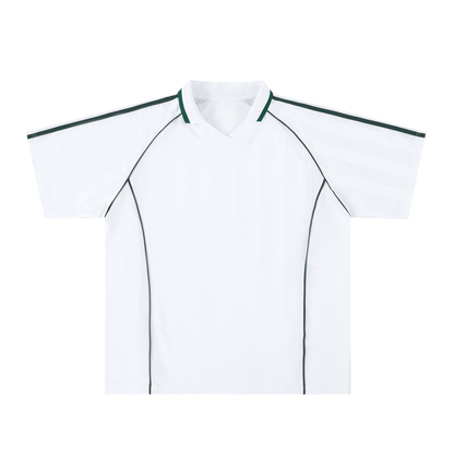 Unisex Shadow Stripe Collared Soccer Jersey in white with dark green