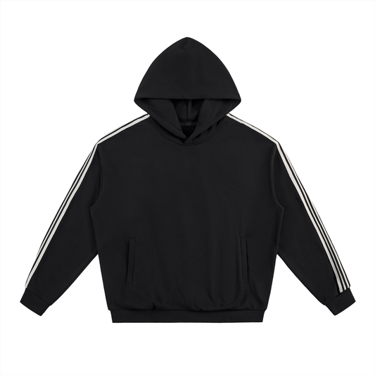 Unisex Side Stripe Drop-Shoulder Hoodie in black