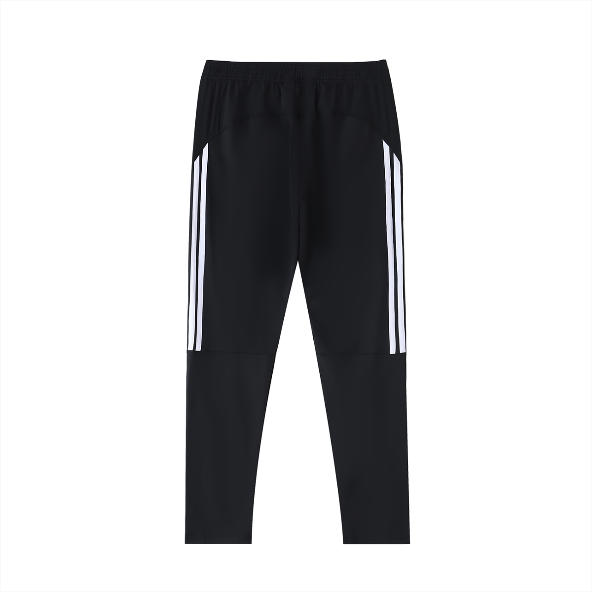 Unisex Side Stripe Running Pants in black with white, alternate angle