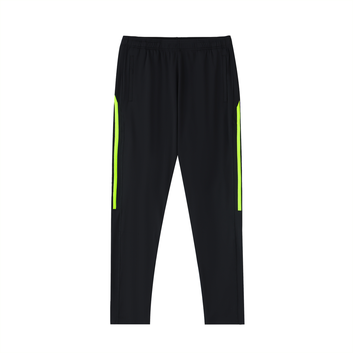 Unisex Side Stripe Running Pants in lemon green with black