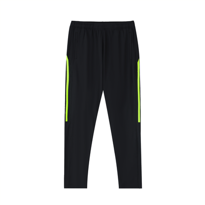 Unisex Side Stripe Running Pants in lemon green with black