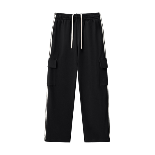 Unisex Side Stripe Straight-Leg Pants in black