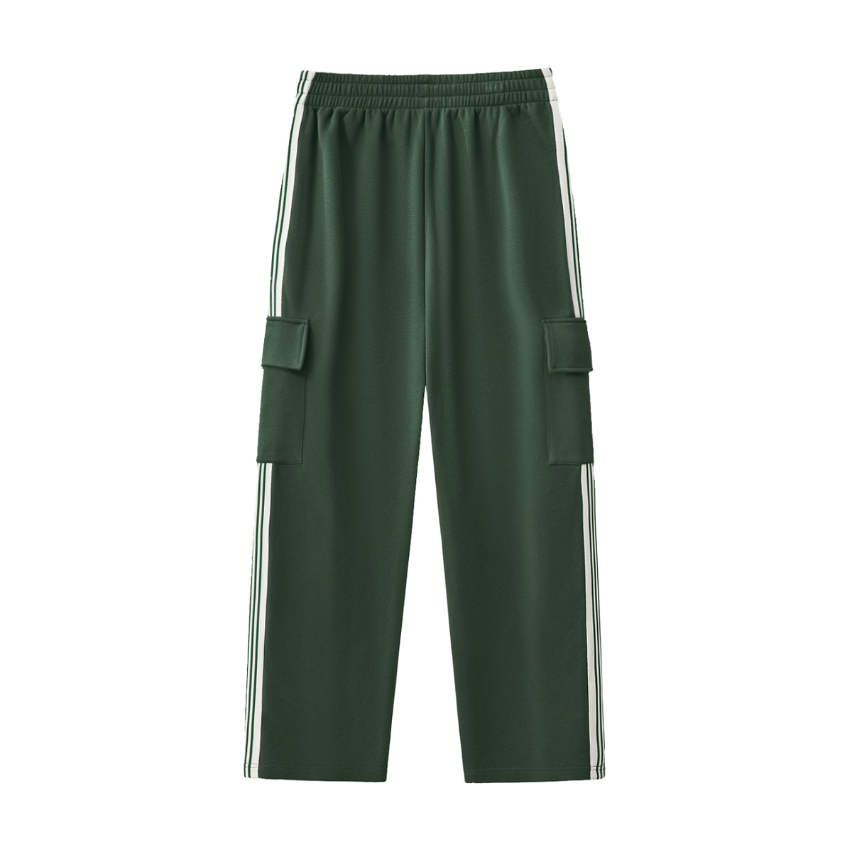 Unisex Side Stripe Straight-Leg Pants in blackish green, alternate angle
