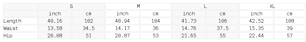 Size chart for the Unisex Side Stripe Straight-Leg Pants