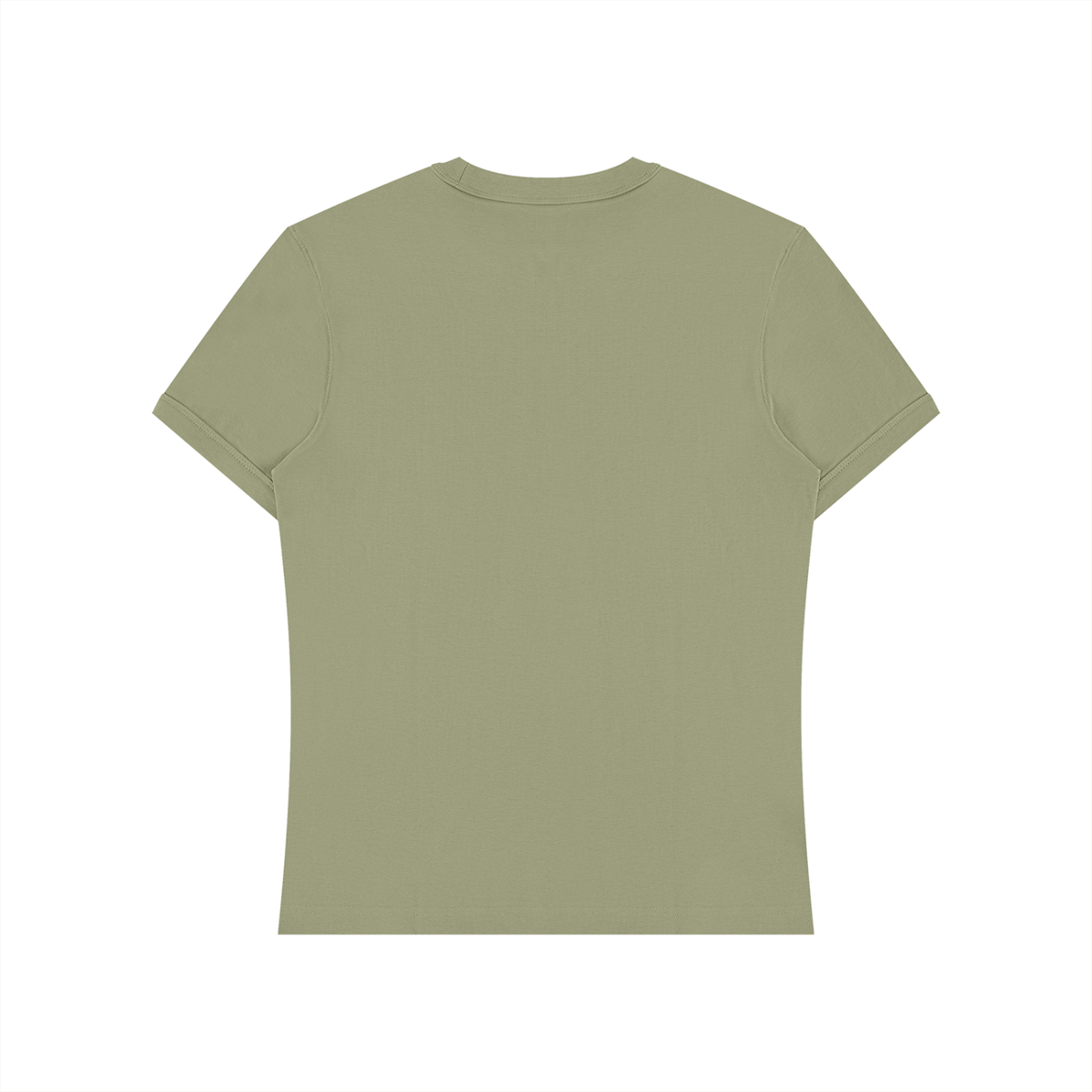 Unisex Slim Fit Cotton Spandex T-Shirt in army green, alternate angle