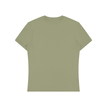 Unisex Slim Fit Cotton Spandex T-Shirt in army green, alternate angle