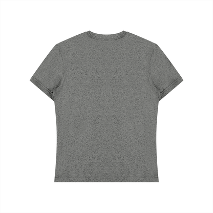 Unisex Slim Fit Cotton Spandex T-Shirt in flower gray, alternate angle