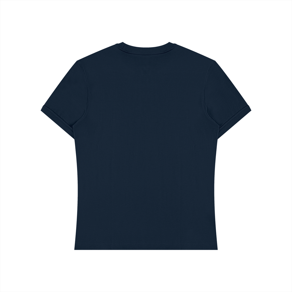 Unisex Slim Fit Cotton Spandex T-Shirt in navy blue, alternate angle