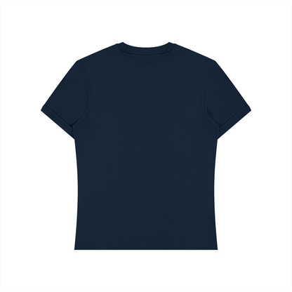 Unisex Slim Fit Cotton Spandex T-Shirt in navy blue, alternate angle
