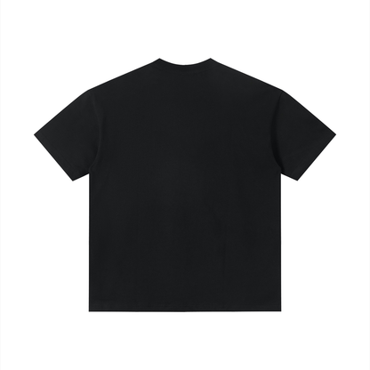 Unisex Slim Fit Tonal Paneled Cotton T-Shirt in black, alternate angle
