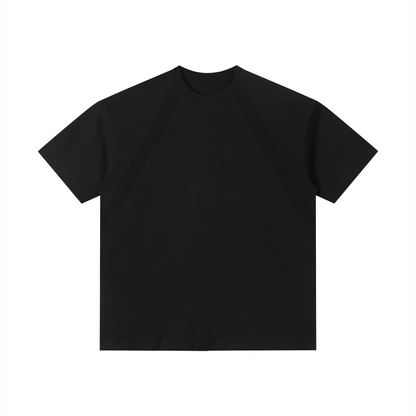 Unisex Slim Fit Tonal Paneled Cotton T-Shirt in black