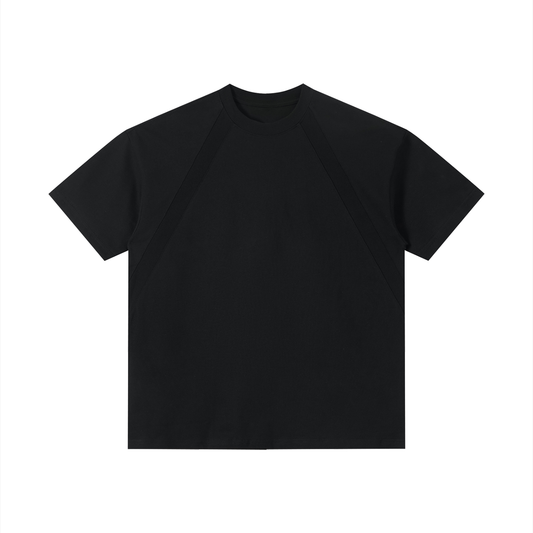 Unisex Slim Fit Tonal Paneled Cotton T-Shirt in black