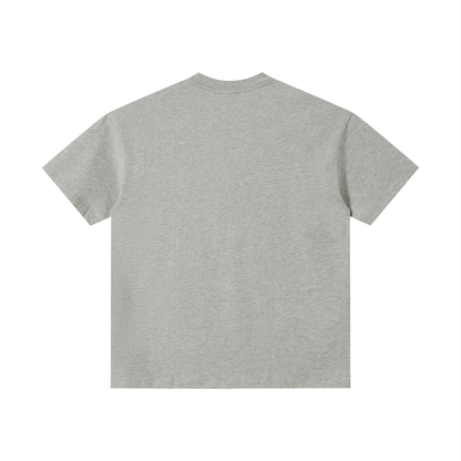 Unisex Slim Fit Tonal Paneled Cotton T-Shirt in flower gray, alternate angle