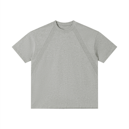 Unisex Slim Fit Tonal Paneled Cotton T-Shirt in flower gray