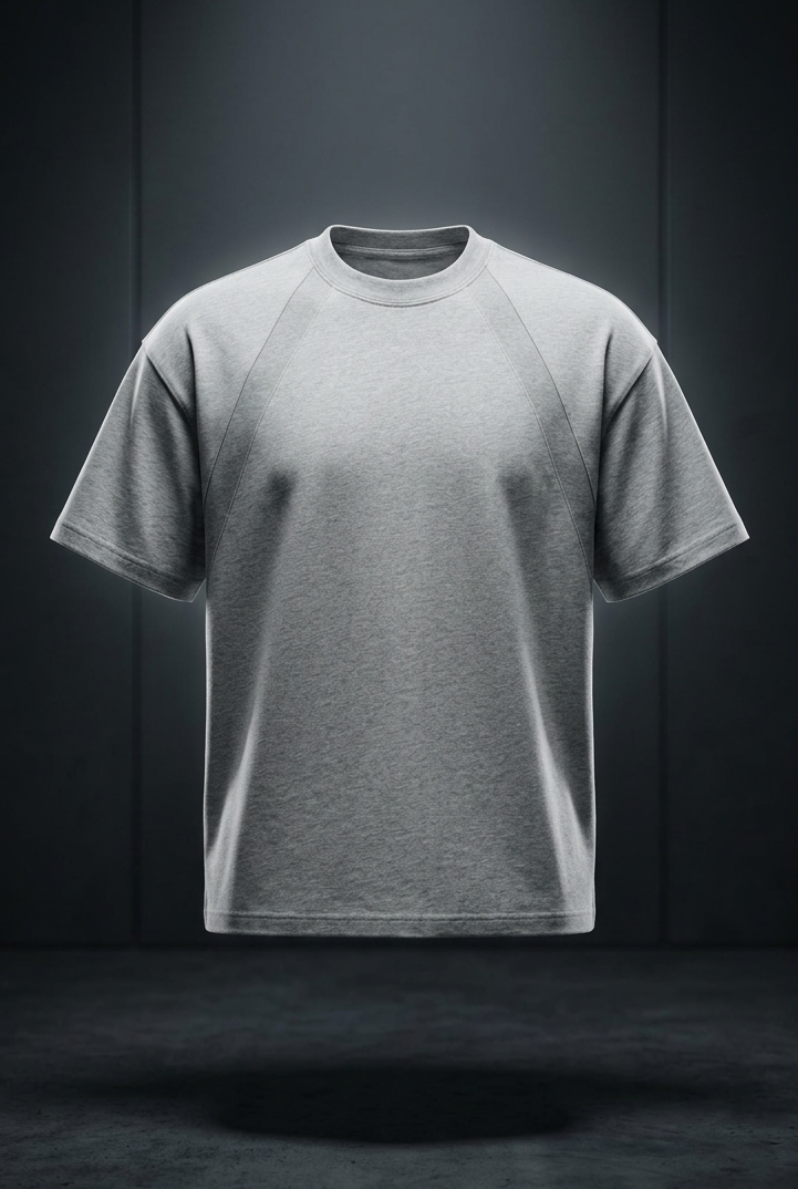 Unisex Slim Fit Tonal Paneled Cotton T-Shirt