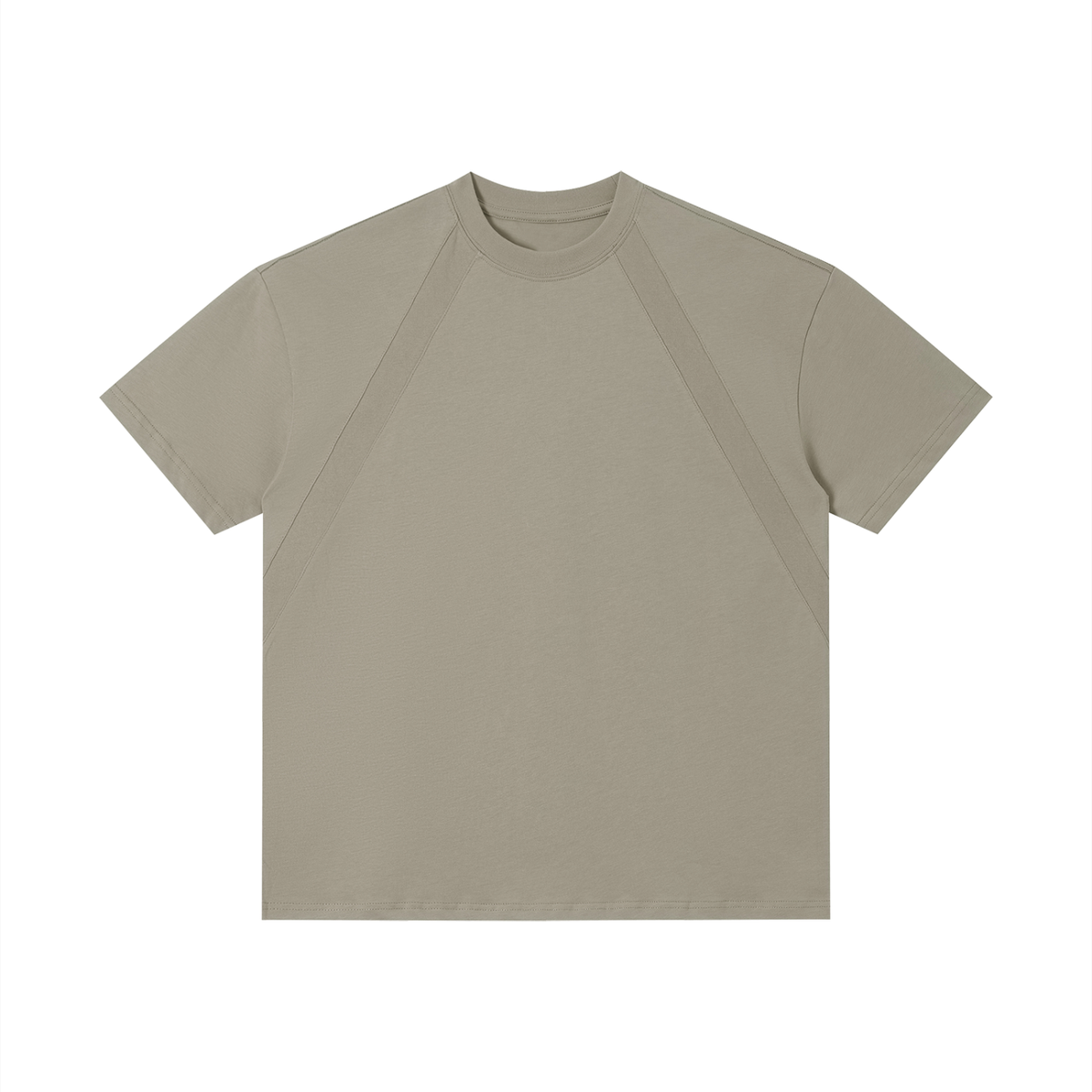 Unisex Slim Fit Tonal Paneled Cotton T-Shirt in gray green