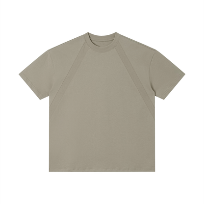 Unisex Slim Fit Tonal Paneled Cotton T-Shirt in gray green