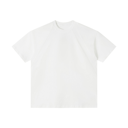 Unisex Slim Fit Tonal Paneled Cotton T-Shirt in white