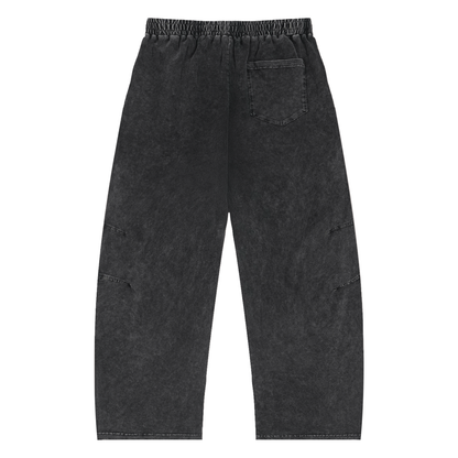 Unisex Snow Wash Drawstring Cotton Pants in black, alternate angle
