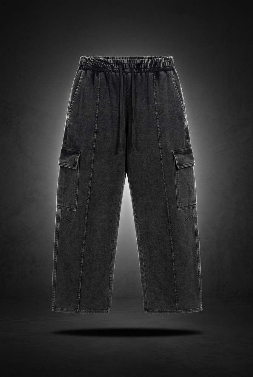 Unisex Snow Wash Drawstring Cotton Pants