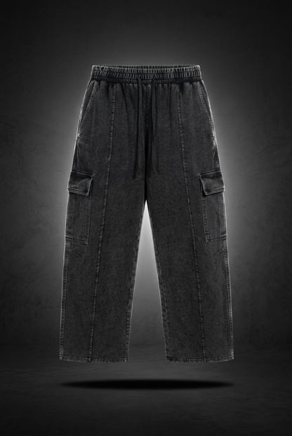 Unisex Snow Wash Drawstring Cotton Pants