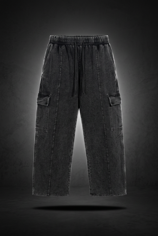 Unisex Snow Wash Drawstring Cotton Pants