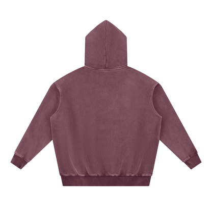 Unisex Snow Wash Fleece Oversize Hoodie in jujube red, alternate angle